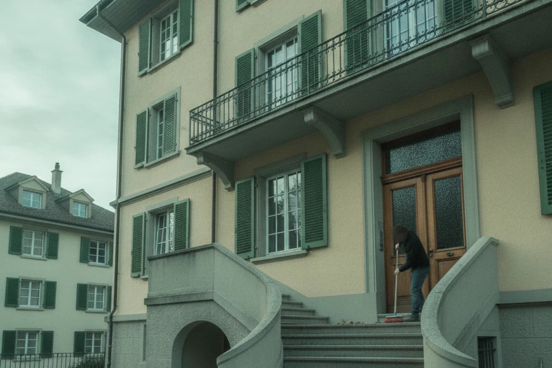 Sauber gefegter Hauseingang eines Mehrfamilienhauses in Winterthur